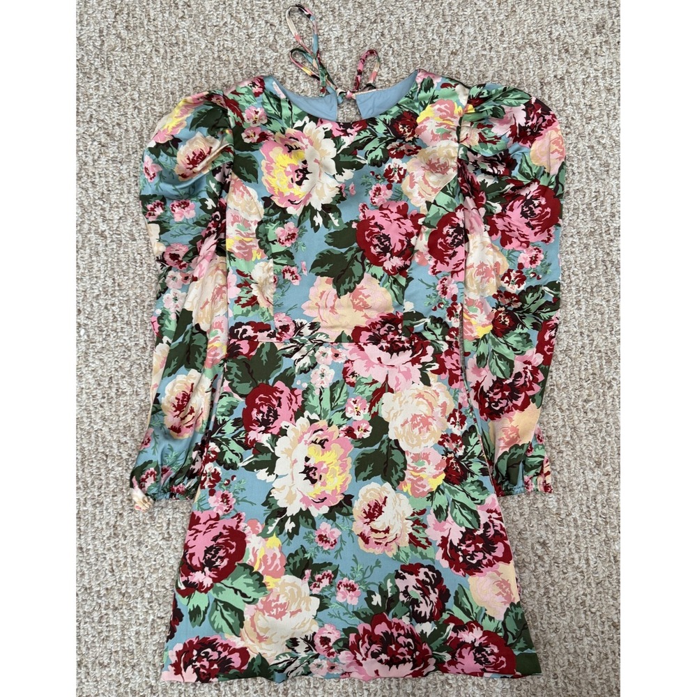 Lost + Wander Dress Tea Party Mini Dress XS‎ Floral Spring smock puff sleeves